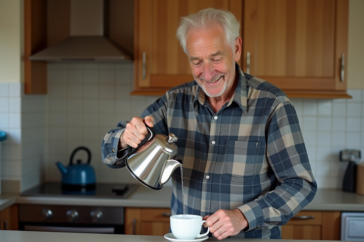 Homme âgé versant de l